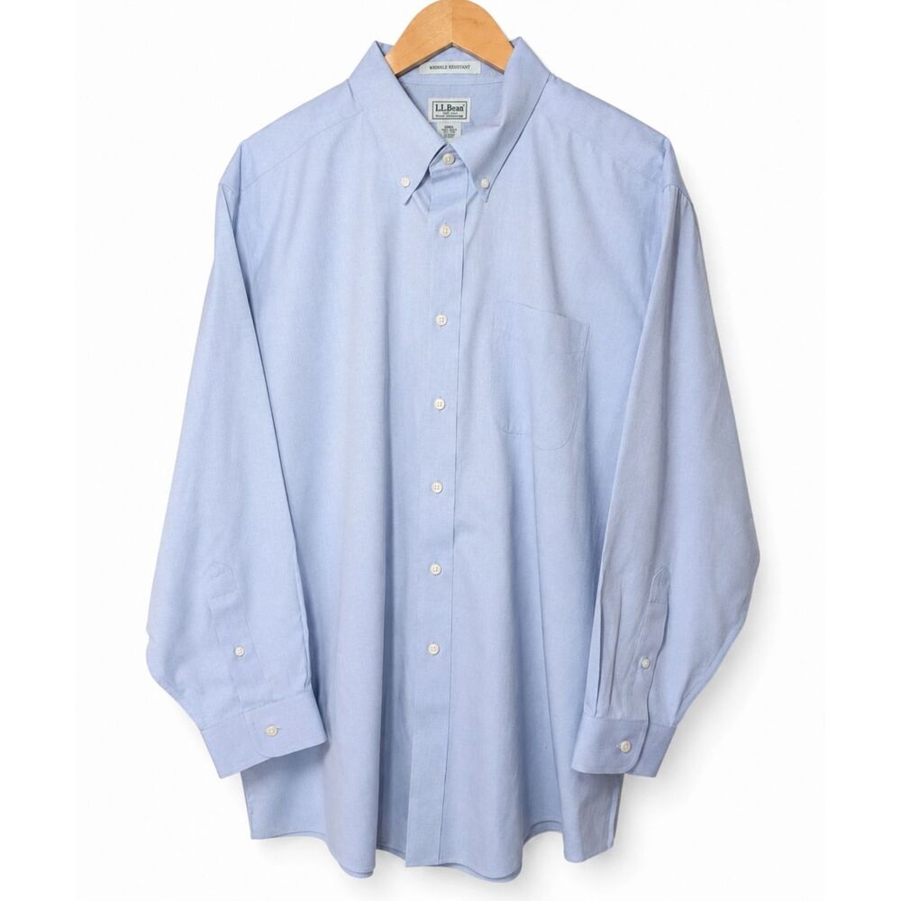 L.L.Bean Men’s Vintage Light Blue Oxford Button Down Shirt 2XL Wrinkle Resistant